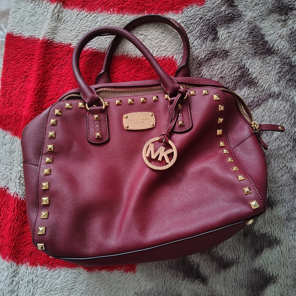 Michael Kors Burgundy Studded Women's Bag